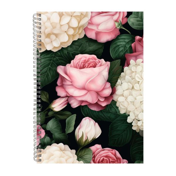 Pink Roses And White Hydrange Notebook Art Gift Idea Notepad Pad 114