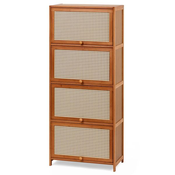 Chenshia 4-Tier Bamboo Storage Cabinet Kitchen Multi-Use Space Organizer