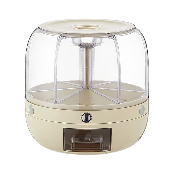 Round Six-grid Rotatable Cereal Dry Food Storage Box - Transparent-Fashion