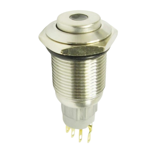 AVP16R-L4SDR12 16mm Latching Raised Push Button Red Dot LED IP67