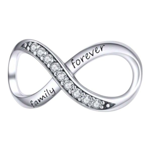 S925 Sterling Infinity Charm With Engraving - Silver