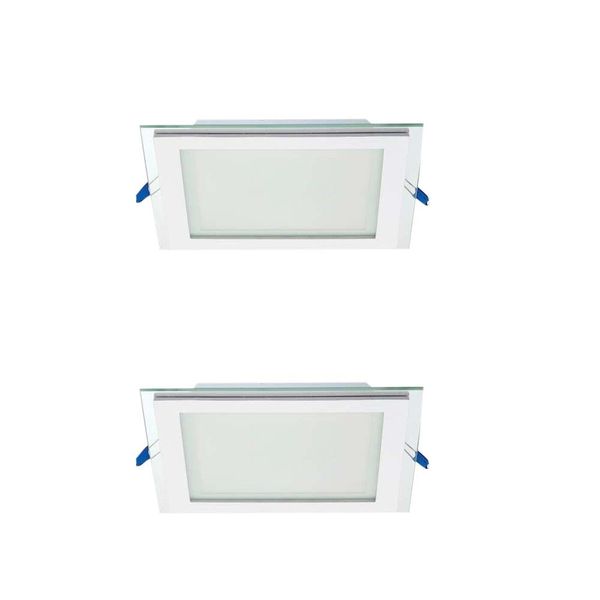 Vito Led Square Panel Downlight Recessed Mounted Lena Glass 12W Set of 2