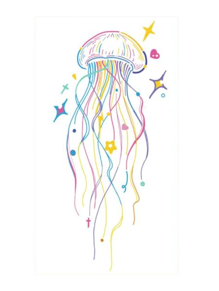 1 Piece - Jellyfish Design TemporaryTattoo - Multicolour