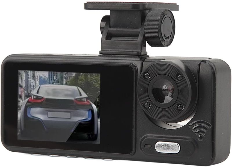 3-Way 1080P Dash Cam IR Night Vision &amp; Rotating Lens