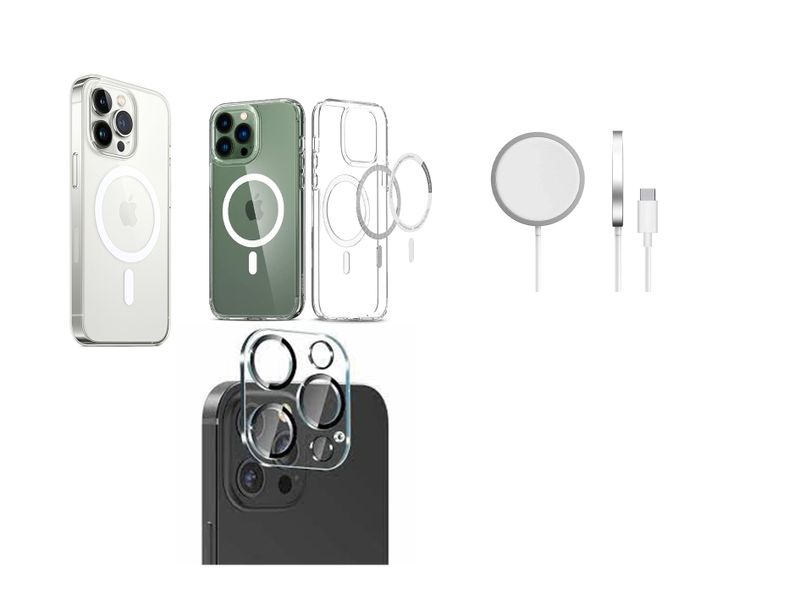 Magnetic Cover + Charger + Camera Protector Bundle for iPhone 13 Pro Max