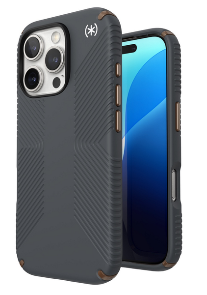 Speck Presidio2 Grip Case For iPhone 16 PRO - Charcoal Grey/Cool Bronze