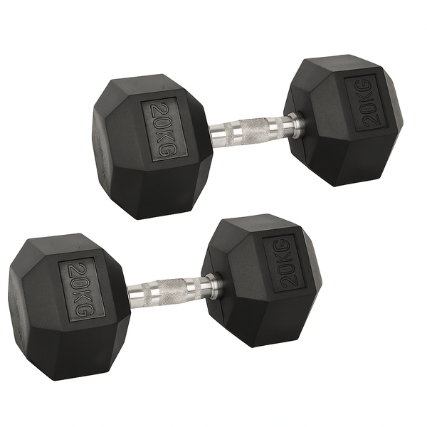 Set of 2 20KG Rubber Dumbbell - Maximum Strength and Performance