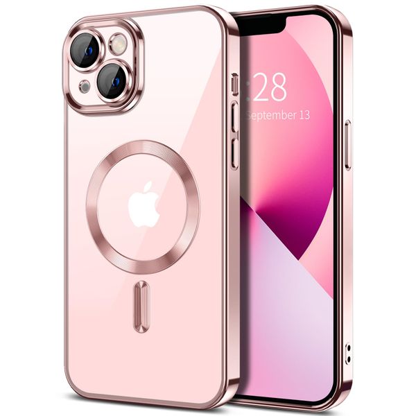 MagSafe Magnetic Shield for iPhone 14 plus With CameraLens Protector-R.Gold