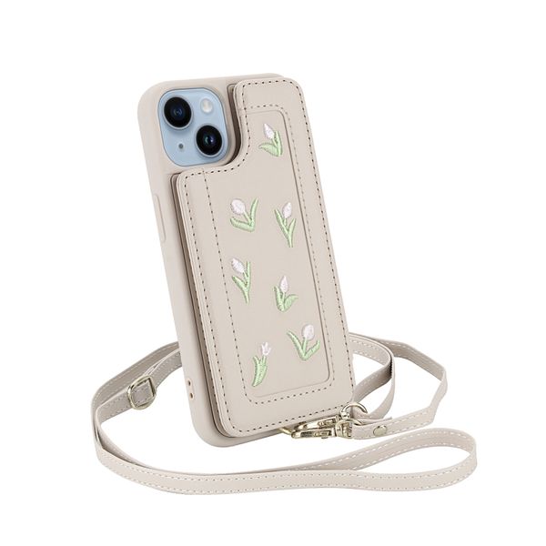 Embroidered Crossbody Phone Case Compatible with iPhone 15 Pro Max