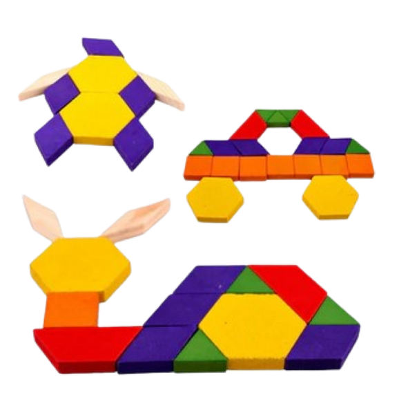 125 Pieces Wooden Geometric Puzzle Blocks