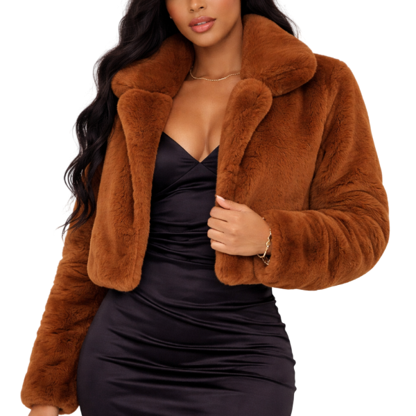 Ladies Faux Fur Cropped Jacket