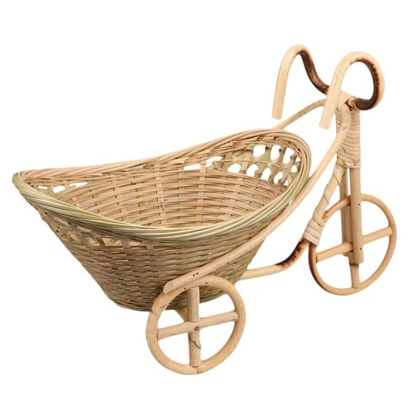 Home Kitchen Mini Woven Ratten Tricycle Fruit Storage Basket - 29cm