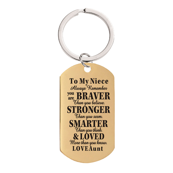 Motivational Gold Plated Keyring for Niece
