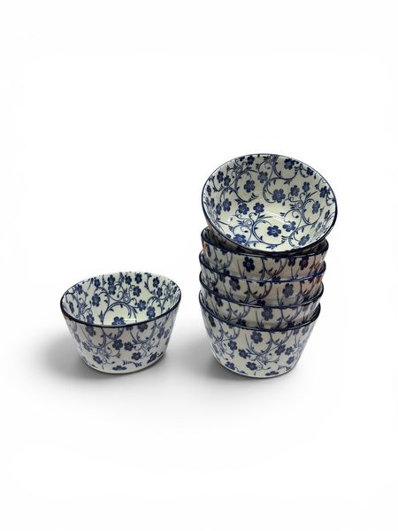 033016-Blue Flower Dessert Bowl Set of 6 Piece(3.75")