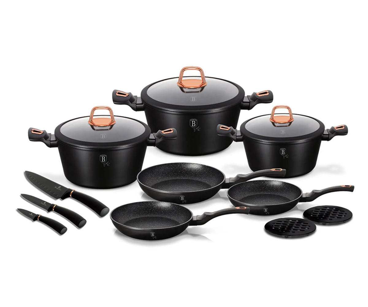Berlinger Haus 14Piece Marble NonStick Coating Cookware Set Black