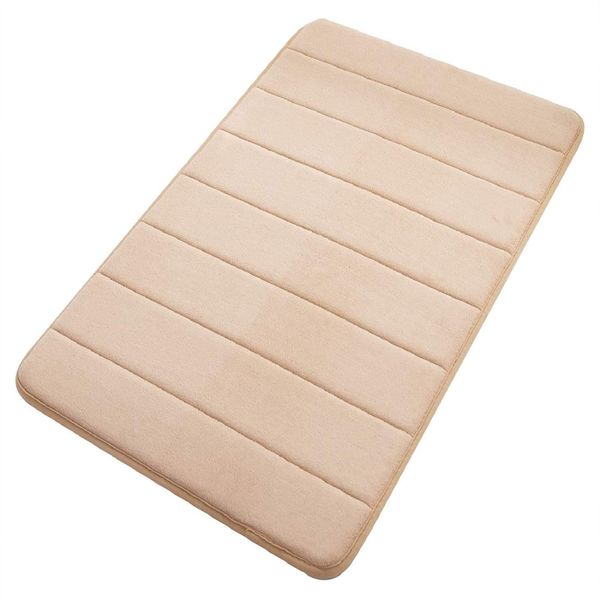 Beige Non-Slip Memory Foam Bath &amp; Shower Mat: Luxury Soft &amp; Absorbent Mat