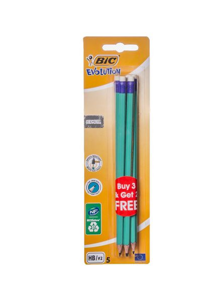 BIC Ecolutions Evolution 655 HB Pencils (Blister of 3+2)