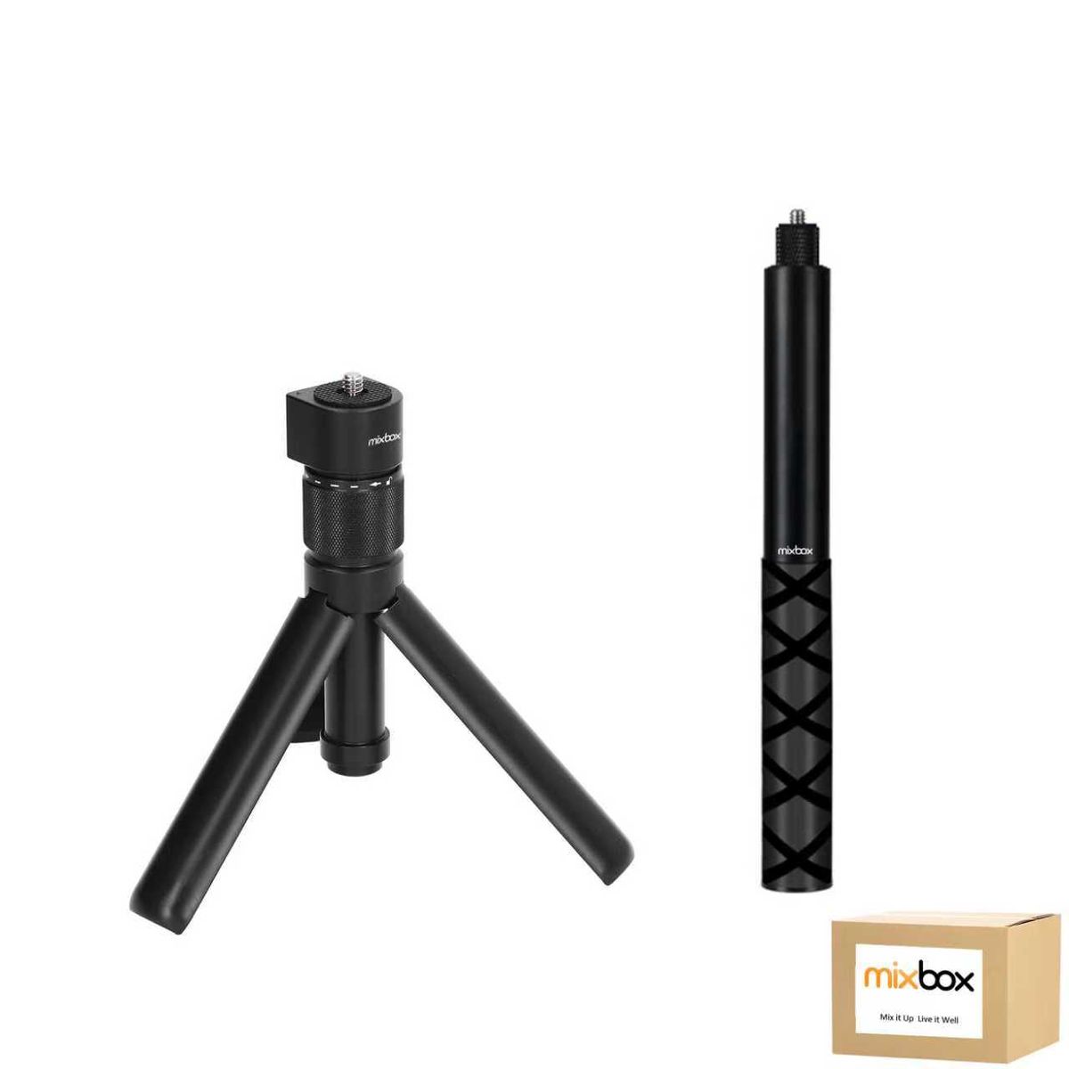 Mix Box Aluminum Alloy Extendable 1.2M Action Camera Tripod Stand Kit