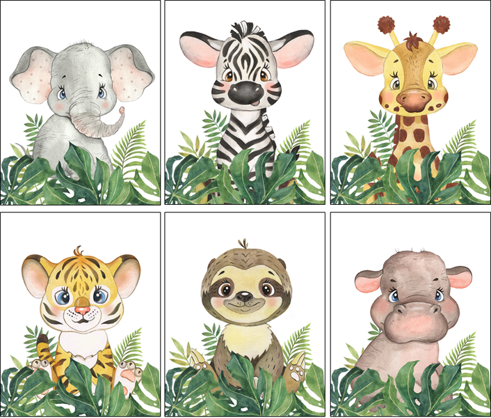Baby Jungle Animals Prints A4 - unframed