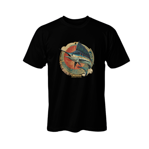 Okuma Fishing T-Shirt Aztec Sailfish - Black
