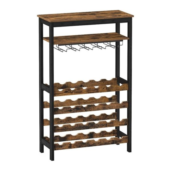 Bragg Sicily Wine Rack with Glass Storage &amp; Shelves - 24 Bottles