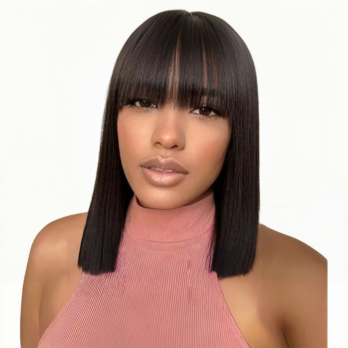 Luvée 12-inch Fringe Straight Wig Human Hair Natural Colour