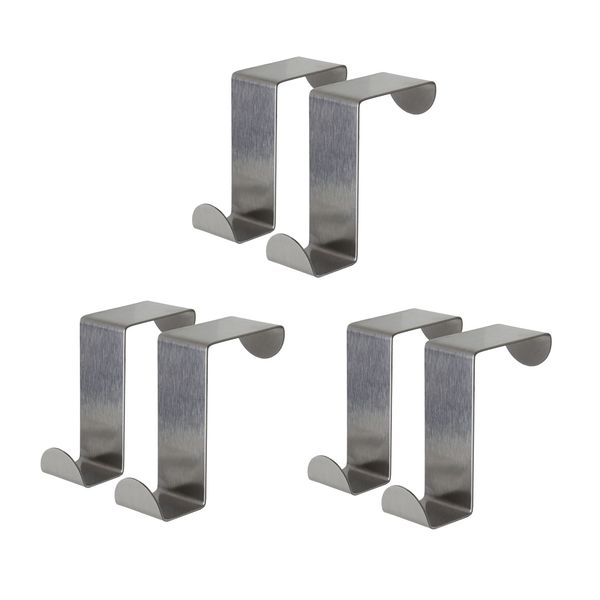 Stainless Steel Metal Over Door Hooks (Set of 6)