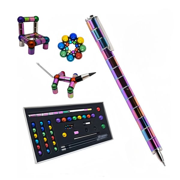 Top-Tier Colorful Magnetic Metal Writing Pen Set, Stress-Relieving Pen Toy
