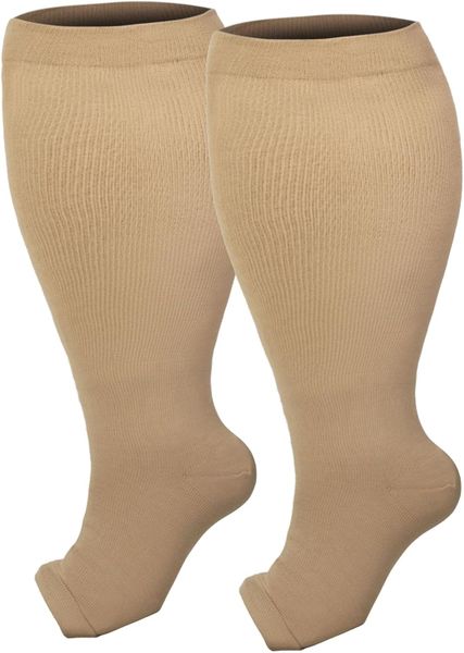 MorFansi Compression Socks Open Toes for Men &amp; Women Wide Calf Toeless