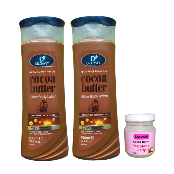 Pack of 2 Cocoa Butter Glow Body Lotion &amp; Salama Petroleum Jelly