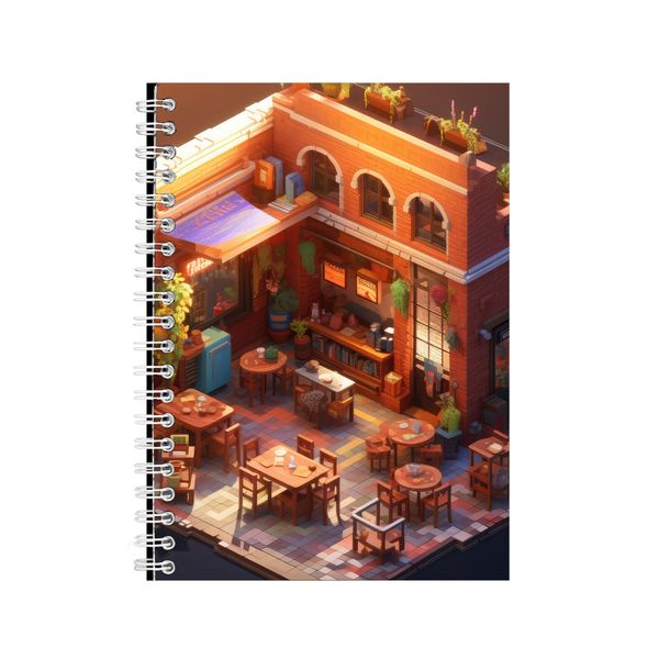 3D A5 Notebook Spiral and Lined with Trendy Cafe Graphic Notepad Present110
