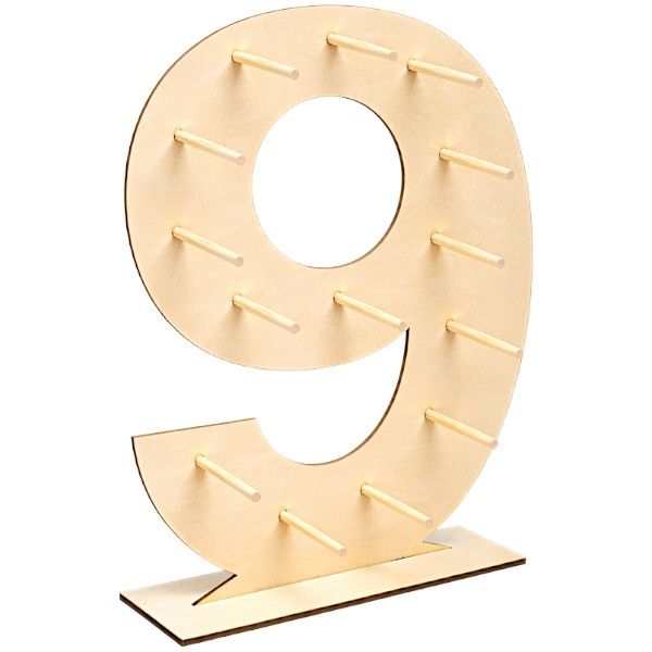 Wooden Donut Stand Display - Number 9 - Freestanding Party Dessert Holder