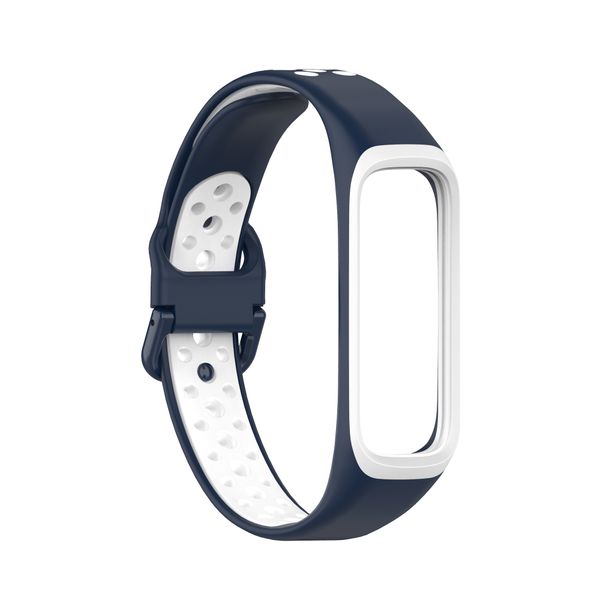 Silicone Sport Strap Compatible With Samsung Galaxy Fit 2 R220-Navy &amp; White