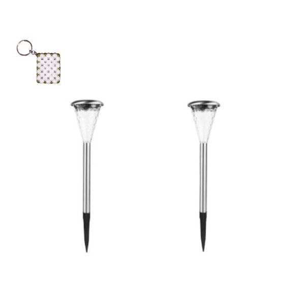 AB-TY61 Solar Powered Spike Light 2pcs Warm White LED 30W And A Keyholder