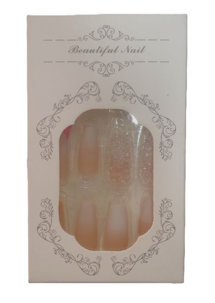 24 Piece White Diamond Press On Nails