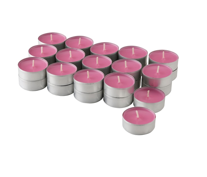 Unscented Tea Light Candles Set of 25 - Pink