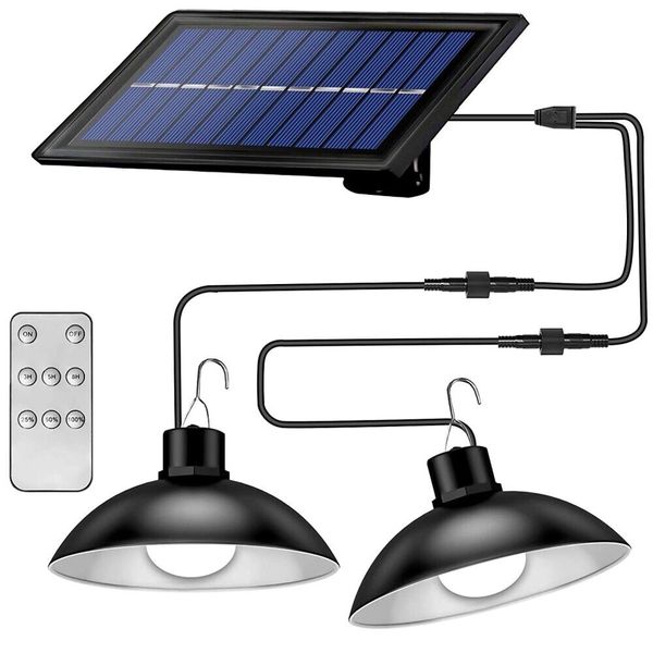 Double-Head Outdoor Solar Pendant Light
