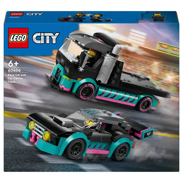 LEGO® City Race Car and Car Carrier Truck 60406 Building Toy Cars - 328 Pieces