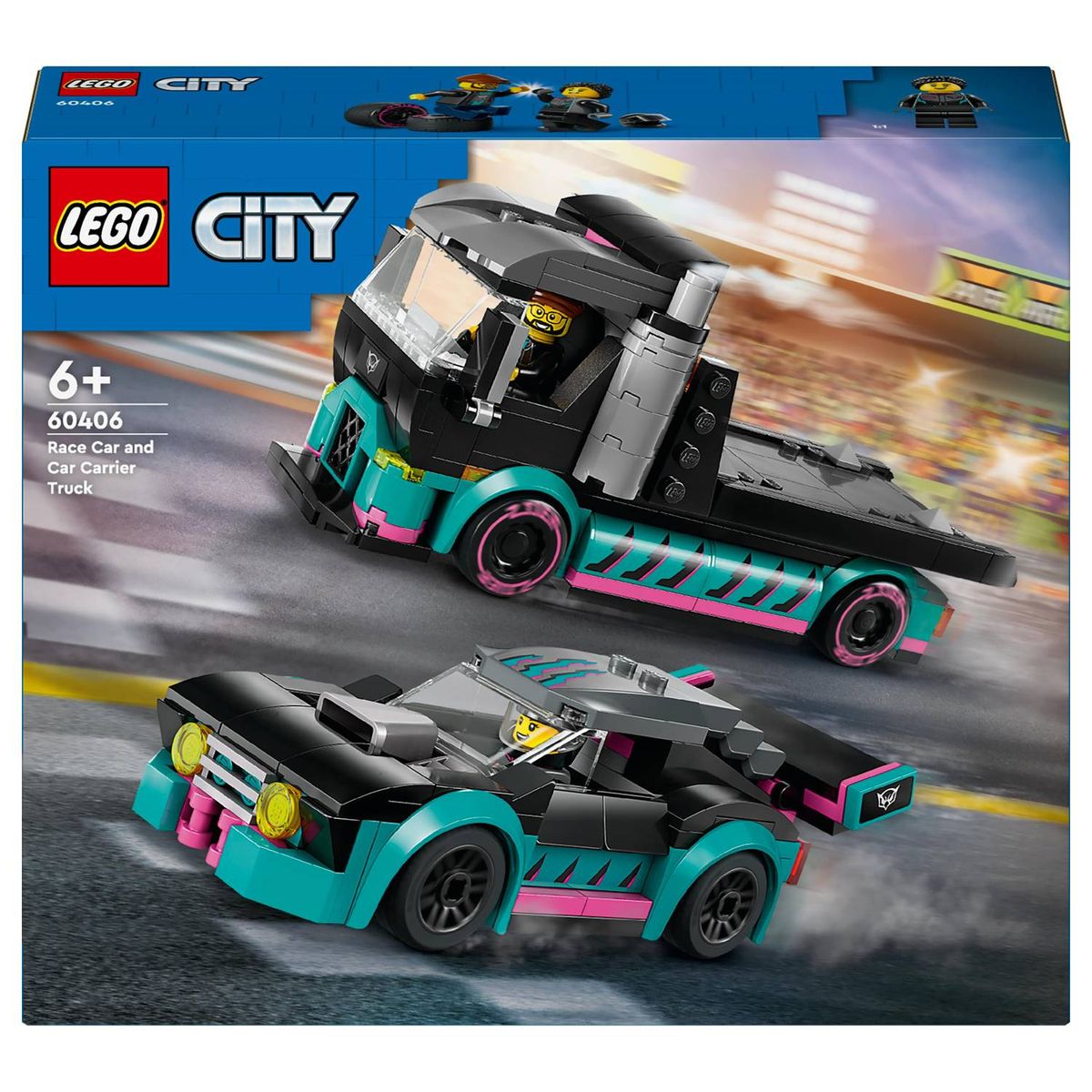 lego city great vehicles race car and car carrier truck 60406