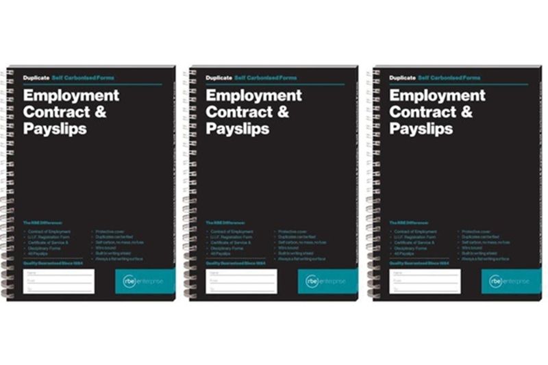 RBE Employment Contract &amp; Pay slip Books A5 - 3 Pack