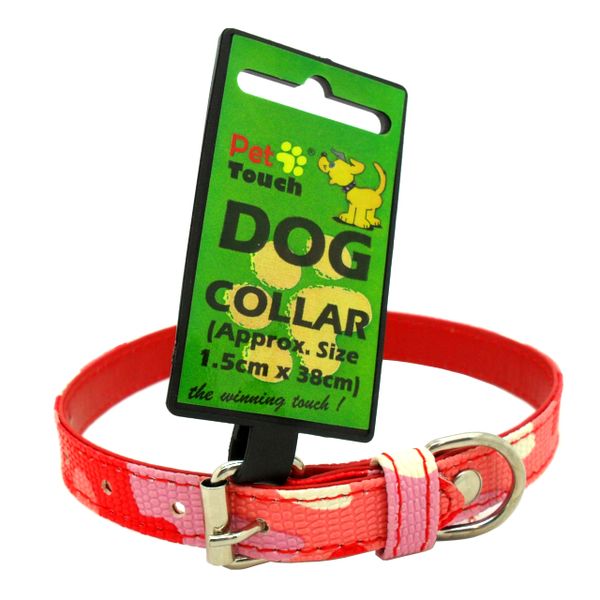 Small Pet Cat Dog Camouflage Stylish Collar Adjustable PU Leather Red Pink