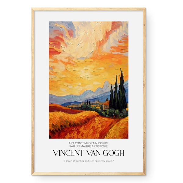 Cape Art Framed Canvas 1 Piece 40x60cm Vincent Van Gogh Cypress Landscape