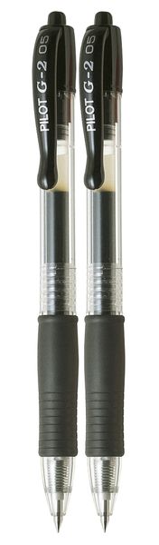 Pilot G-2 0.5 Fine Nib Gel Retractable Pen Pack of 2 - Black
