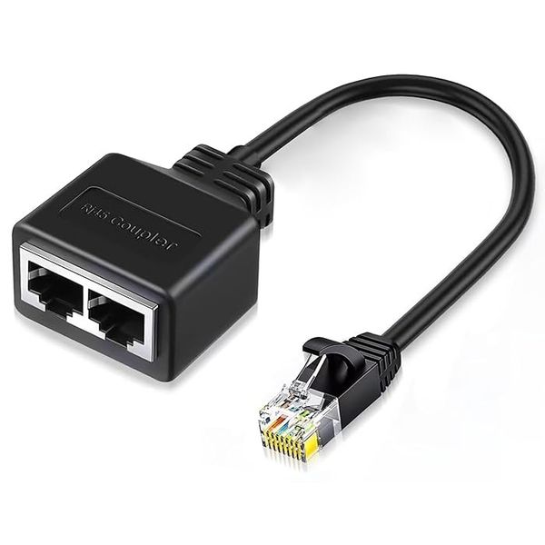 Ethernet Splitter 1 to 2 RJ45 Connector Network Internet Extension Adapter