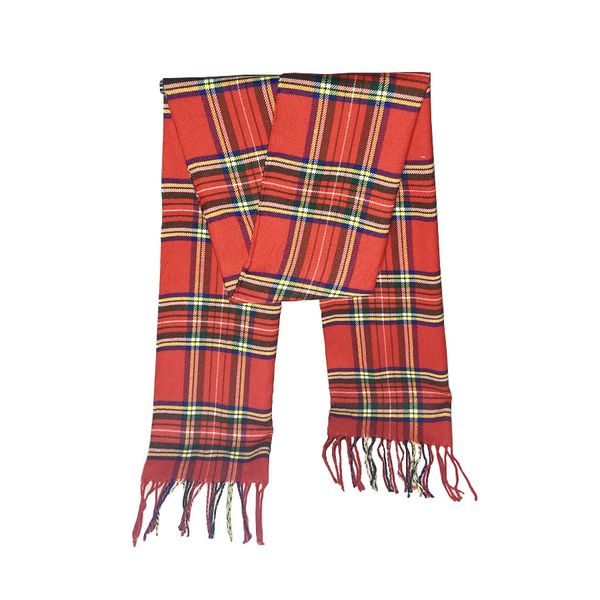 High-end imitation cashmere red plaid women's tassel scarf