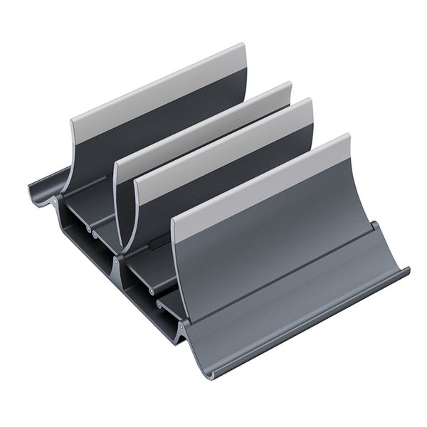 4-in-1 Gravity Auto Locking Vertical Laptop iPad Tablet Holder Stand - Gray