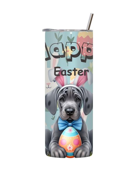 Great Dane 20 Oz Tumbler with Lid and Straw Graphic Dog Easter Present 084
