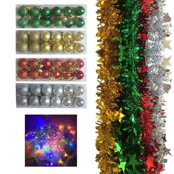 Christmas Decoration Combo | Lights, Tinsels and Baubles (Medium)