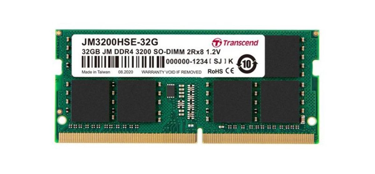 Transcend DDR4 RAM Laptop - 32GB RAM DDR4-3200 SO-DIMM Jet RAM