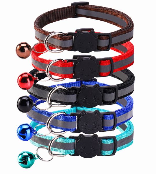 5 Piece Reflective Cat Collar Breakaway with Bells